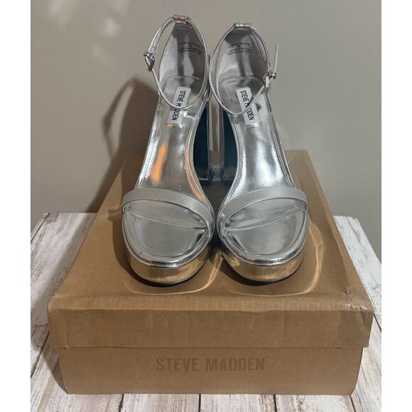 Steve Madden Women's Veronika Silver Platform Sandal Size 9M NWB - Picture 9 of 9